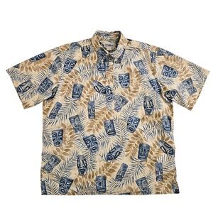 Vintage Reyn Spooner (Men's XL) Hawaiian Traditional Aloha Shirt Tiki Popover